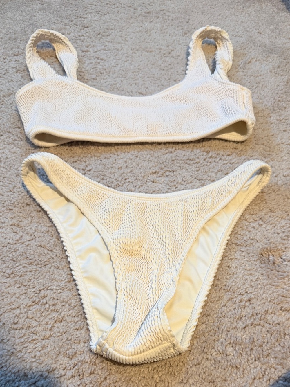Honey Swim Cream Textured Bikini Set